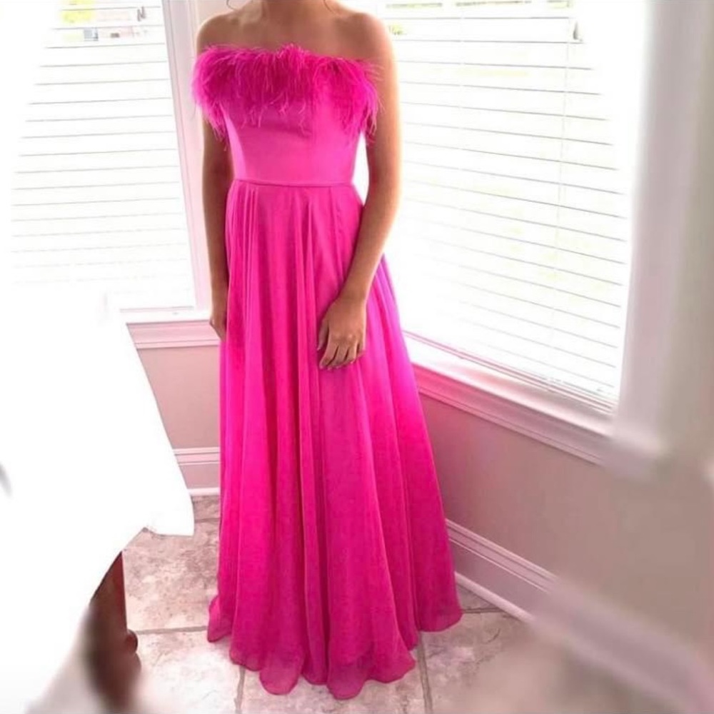 Sherri Hill Hot Pink Strapless A-Line Prom Dress